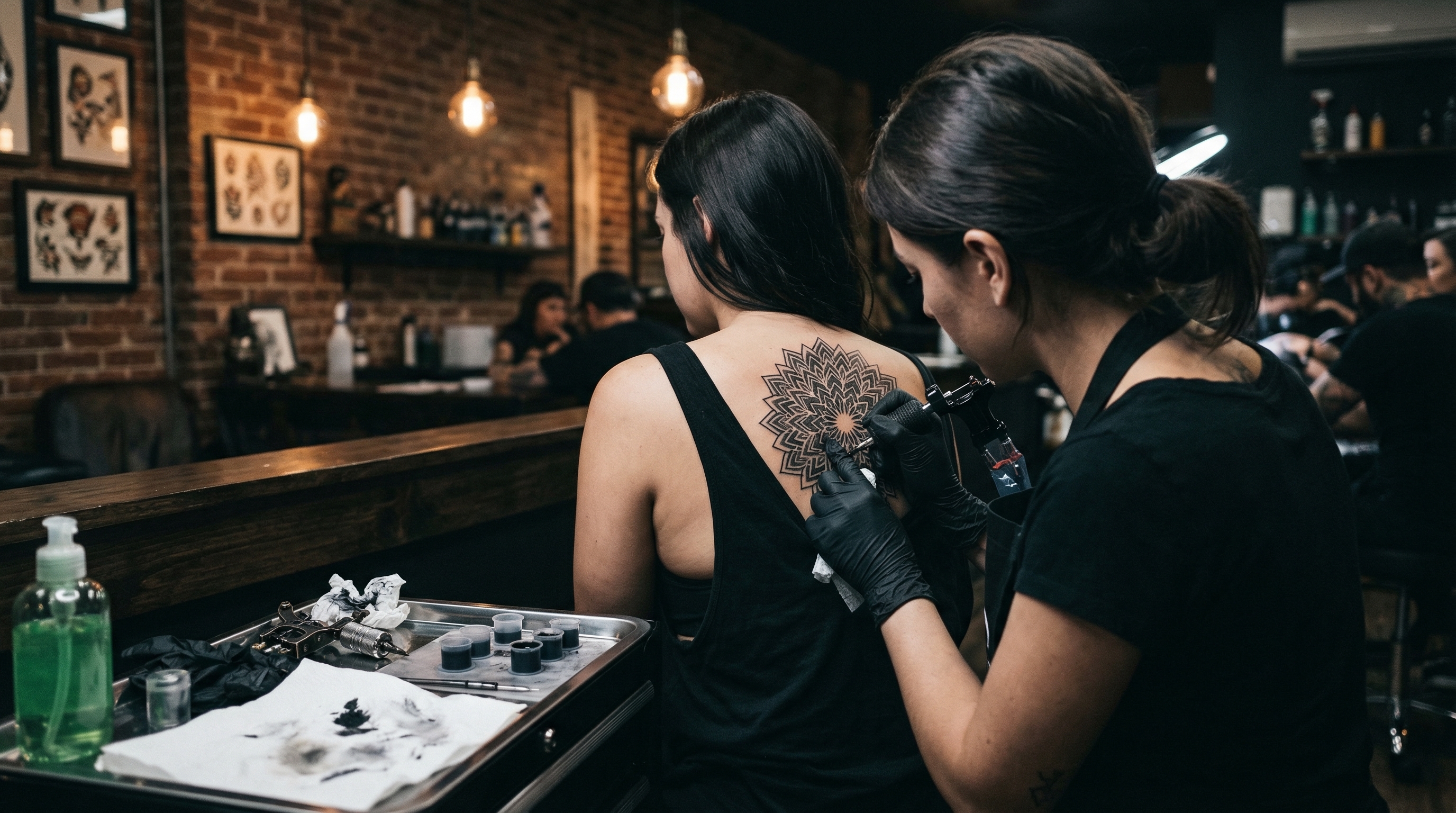 Sessão de tatuagem em estúdio